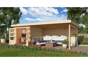 Dřevěný zahradní domek BASTRUP 4 s přístavkem Dekorhome