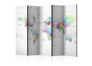 Paraván White-colorful world map Dekorhome
