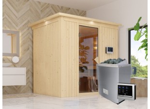Interiérová finská sauna 196x151 cm s kamny 9 kW Dekorhome