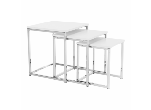 Konferenční stolek 3ks MAGNO TYP 3 bílá mat / chrom