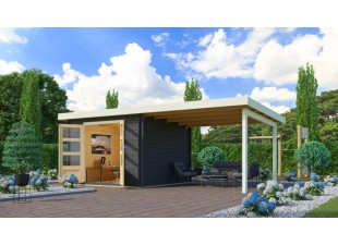 Dřevěný zahradní domek BASTRUP 5 s přístavkem Dekorhome