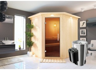 Interiérová finská sauna 196x170 cm s kamny 3,6 kW Dekorhome