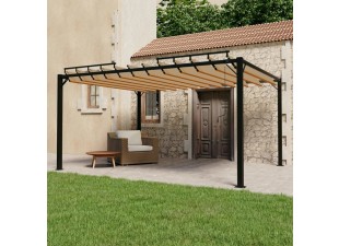 Pergola s lamelovou střechou 3 x 4 m hliník / látka Dekorhome