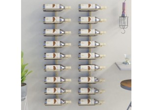 Nástěnný stojan na víno na 18 lahví 2 ks Dekorhome