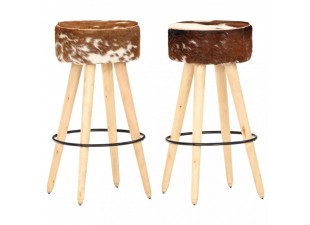 Barové židle 2 ks dřevo / pravá kůže Dekorhome
