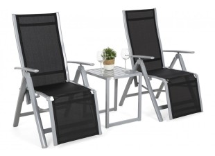 Set zahradních polohovacích křesel se stolkem 3 ks