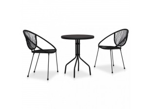 Zahradní bistro set 2+1 PVC ratan černá Dekorhome