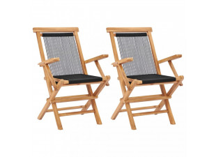 Skládací zahradní židle 2 ks teakové dřevo / provázky Dekorhome