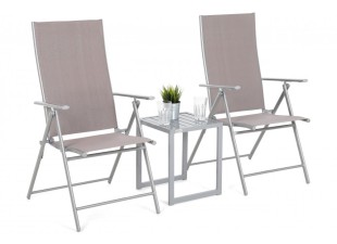 Set zahradních polohovacích židlí se stolkem 3 ks