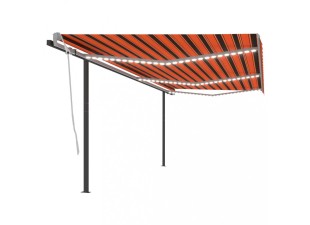 Ručně zatahovací markýza se sloupky a LED světlem 600x300 cm Dekorhome