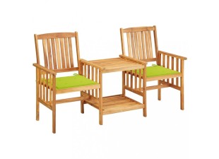 Zahradní židle s čajovým stolkem a poduškami Dekorhome