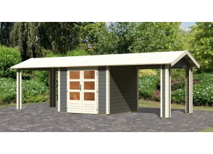 Dřevěný zahradní domek THERES 3 s přístavkem Dekorhome
