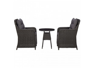 Zahradní bistro set 3 ks černá / šedá  Dekorhome