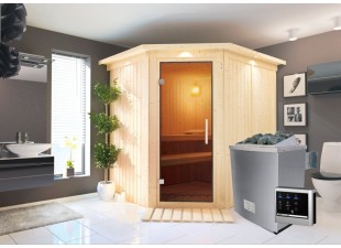 Interiérová finská sauna 196x170 cm s kamny 9 kW Dekorhome