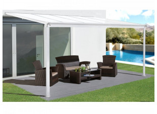 Hliníková pergola 3,12 x 3 m bílá / polykarbonát Dekorhome